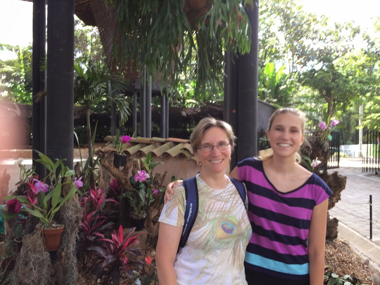 Sheila Gallant-Halloran and her daughter Ciara in the botanical gardens in Medellin, Colombia