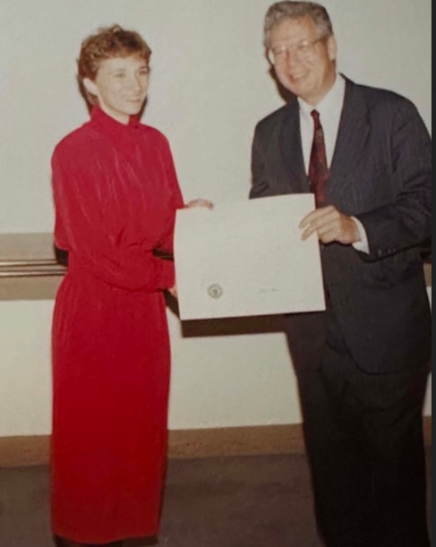 Sheila Gallant-Halloran receiving her Fellow of Society of Actuaries, and Fellow of Canadian Institute of Actuaries in 1992.